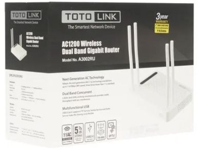 Роутер TOTOLINK A3002RU AC1200 WIRELESS DUAL BAND GIGABIT