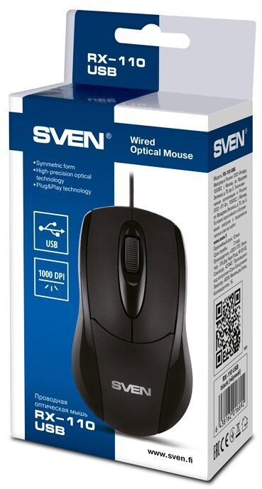 Мышь Sven RX-110 USB 1200dpi black (SV-016692)