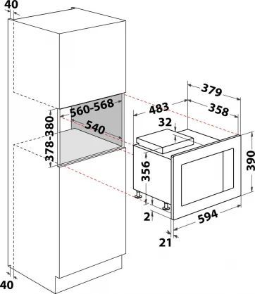 Встраиваемая микроволновая печь Whirlpool WMF250G (Чёрная)