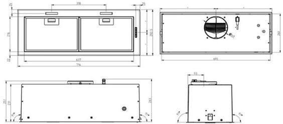 Вытяжка полновстраиваемая Elica FOLD BL MAT/A/72