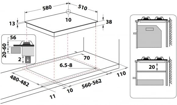 Газовая варочная поверхность Whirlpool TGML 661 IX (Нерж.сталь)