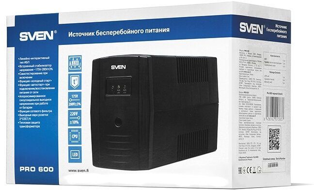 ИБП Sven Pro 600 600VA/360Вт 2 euro sockets (SV-013837)